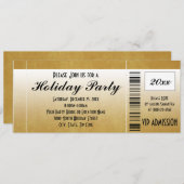 Gold Holiday Party Ticket Uitnodiging (Voorkant / Achterkant)