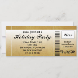 Gold  Holiday Party Ticket Uitnodiging