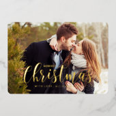 Gold Holiday Pines Fotogroet Folie Uitnodiging (Voorkant)