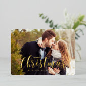 Gold Holiday Pines Fotogroet Folie Uitnodiging (Staand Voorkant)