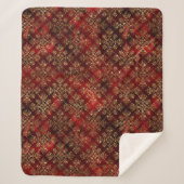 Gold Holiday Red Kerstmis Metallic Damask Elegant Sherpa Deken (Voorkant)