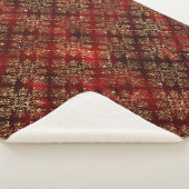Gold Holiday Red Kerstmis Metallic Damask Elegant Sherpa Deken (3/4)