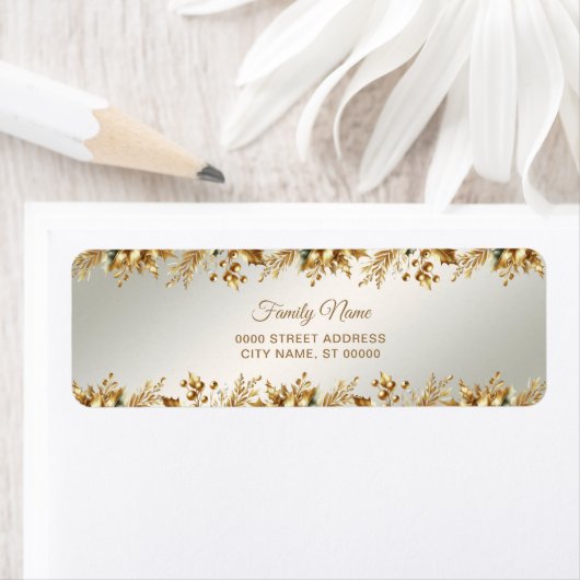 Gold Holiday Return-adreslabel Etiket (Insitu)