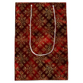 Gold Holiday Sparkle Elegant Damask Medium Cadeauzakje (Achterkant)