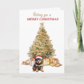 Gold Holiday Tree Rottweiler Puppy Christmas Kaart (Voorkant)