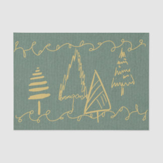 Gold Holiday Trees Tissuepapier