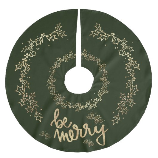 Gold Holly Be Merry Christmas Green Kerstboom Rok (Voorkant)