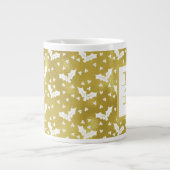 Gold Holly Botanical Monogram Kerst Grote Koffiekop (Voorkant)