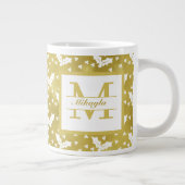 Gold Holly Botanical Monogram Kerst Grote Koffiekop (Rechts)