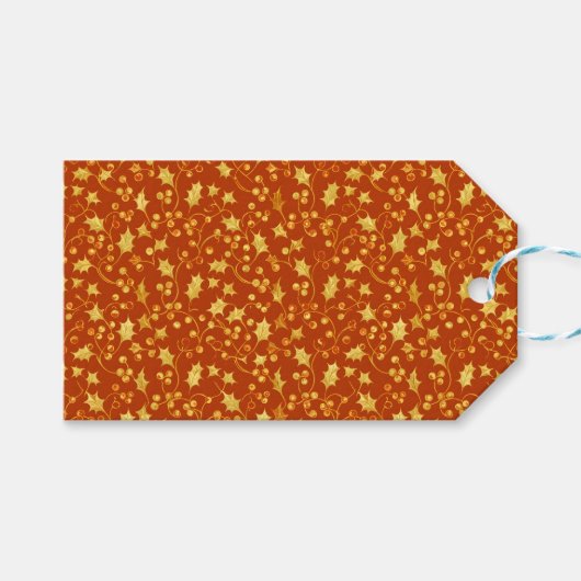 Gold Holly Cadeaulabel (Voorkant (Horizontaal))