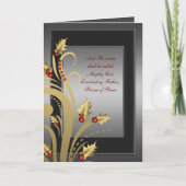 Gold Holly Christelijke kerstkaarten Feestdagen Kaart (Voorkant)