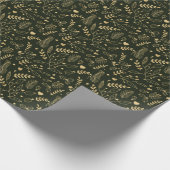 Gold Holly en Emerald Green Holiday Cadeaupapier (Hoek)