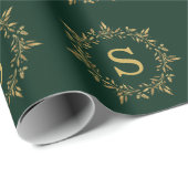 Gold Holly Kerstmis met Monogram Holiday Cadeaupapier (Rol Hoek)