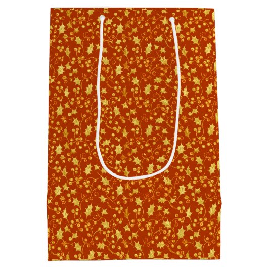 Gold Holly Medium Cadeauzakje (Achterkant)