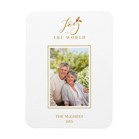 Gold Holly - Minimalistische kerstfotoserie Magneet (Verticaal)