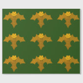 Gold Holly op donkergroen inpakpapier (Vlak)