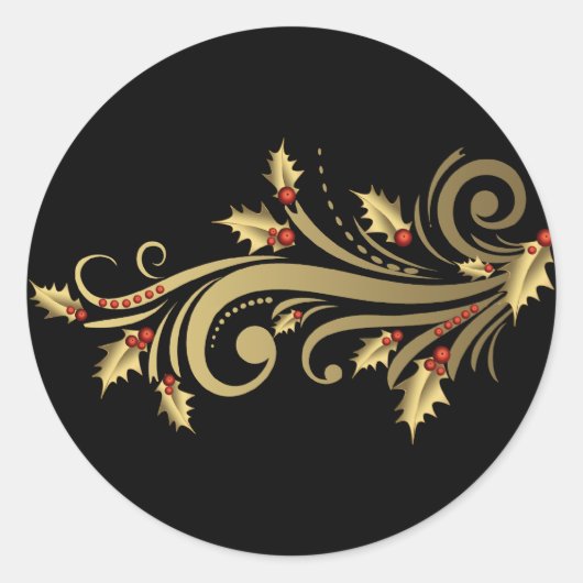 Gold Holly & Scroll Stickers (Voorkant)