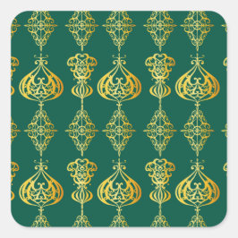 Gold Holly Stars Holiday Glitter Vierkante Sticker