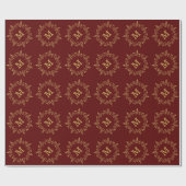 Gold Holly Wreated kerstmonogram Cadeaupapier (Vlak)