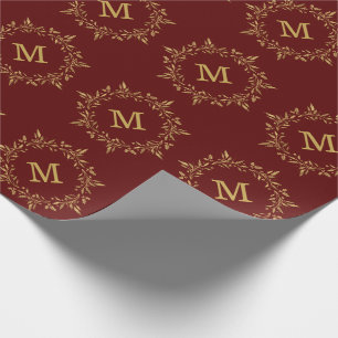 Gold Holly Wreated kerstmonogram Cadeaupapier
