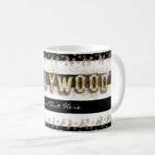Gold Hollywood Black & White Stripes Coffee Mok (Voorkant rechts)