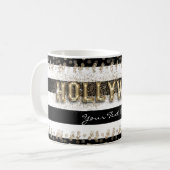 Gold Hollywood Black & White Stripes Coffee Mok (Voorkant links)