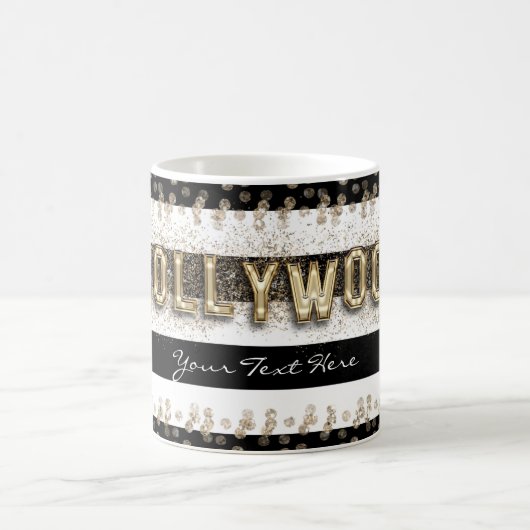 Gold Hollywood Black & White Stripes Coffee Mok (Center)