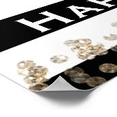 Gold Hollywood Black & White Stripes Custom Banner Poster (Hoek)