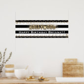 Gold Hollywood Black & White Stripes Custom Banner Poster (Keuken)