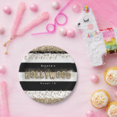 Gold Hollywood Black & White Stripes Party Borden Papieren Bordje (Feest)