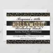 Gold Hollywood Black & White Stripes Uitnodigingen (Voorkant)