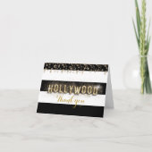 Gold Hollywood Zwart & Witte Strepen Vouw Kaart (Voorkant)