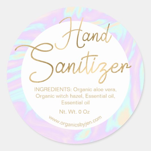 Gold Holographic Chic Hand Sanitizer Labels (Voorkant)