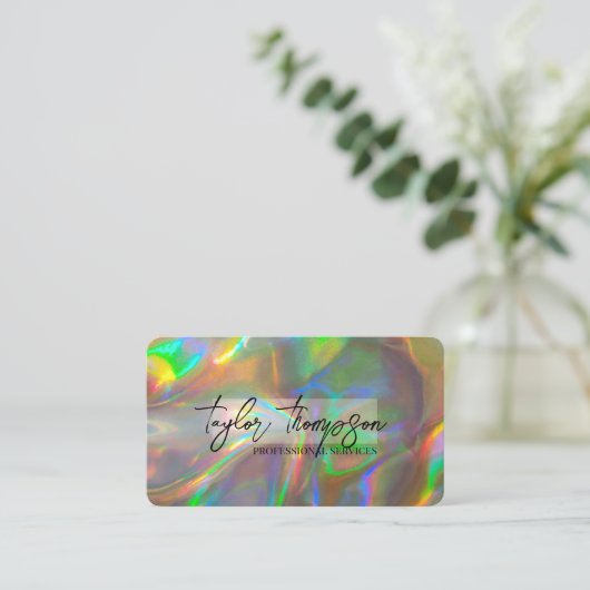 Gold Holographic | Moderne Glam-Visitekaartjes Visitekaartje (Staand voorkant)