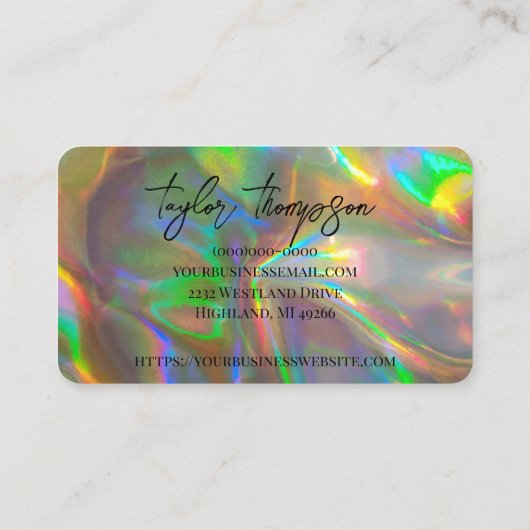 Gold Holographic | Moderne Glam-Visitekaartjes Visitekaartje (Achterkant)
