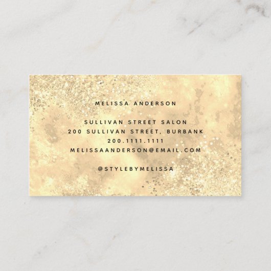 Gold Holographic Opal Stone Glitter Visitekaartje (Achterkant)