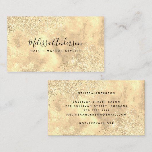 Gold Holographic Opal Stone Glitter Visitekaartje (Voorkant / Achterkant)