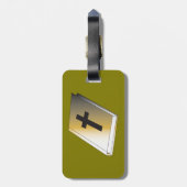 Gold Holy Bible with Black Cross Religious Bagagelabel (Achterkant verticaal)