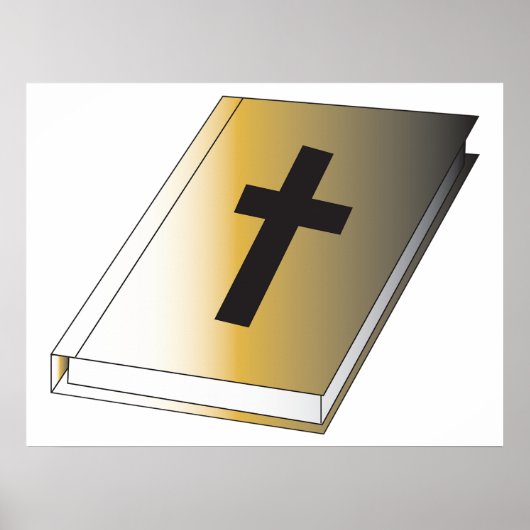 Gold Holy Bible with Black Cross Religious Poster (Voorkant)