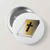 Gold Holy Bible with Black Cross Religious Ronde Button 7,6 Cm (Voorkant /achterkant)