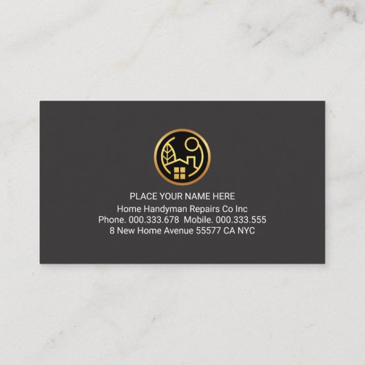 Gold Home Building Frame With Handyman Tools Visitekaartje (Achterkant)