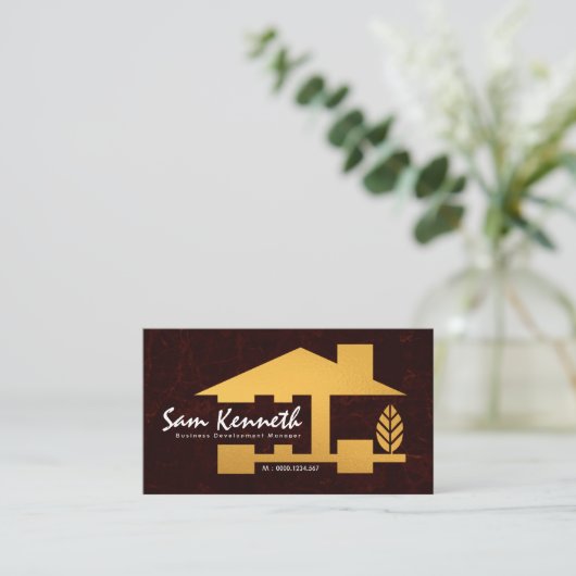 Gold Home Development Manager Building Contractor Visitekaartje (Staand voorkant)