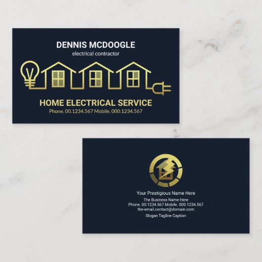 Gold Home Electric Circuit-bedrading Visitekaartje (Voorkant / Achterkant)