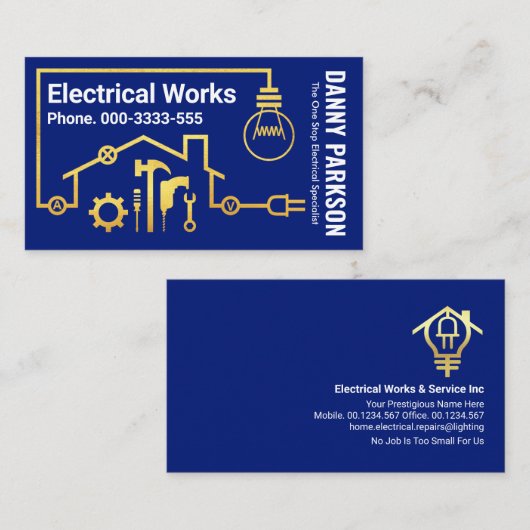 Gold Home Electrical Circuit Visitekaartje (Voorkant / Achterkant)