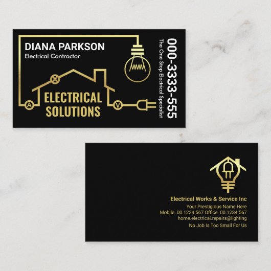 Gold Home Electrical Wining Circuit Visitekaartje (Voorkant / Achterkant)