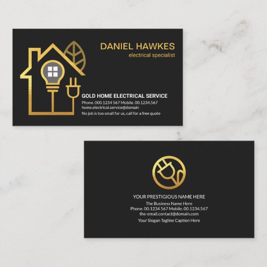 Gold Home Electrical Wiring Circuit Electrice Visitekaartje (Voorkant / Achterkant)