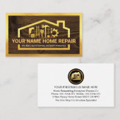 Gold Home Handyman Tools Frame On Wood Visitekaartje (Voorkant / Achterkant)