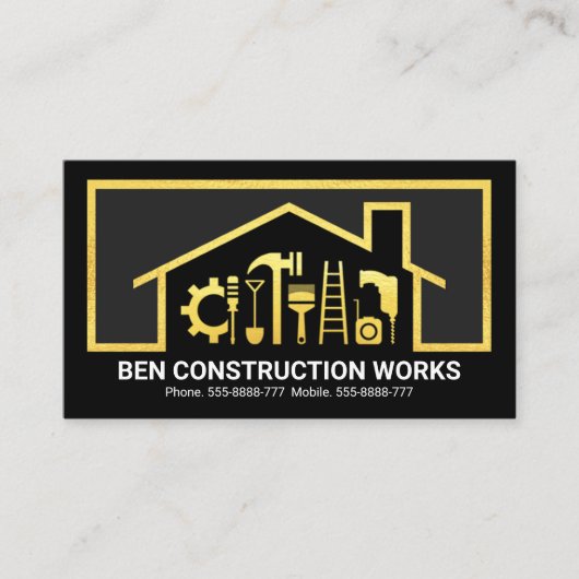 Gold Home Handyman Tools Lijst Visitekaartje (Voorkant)
