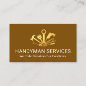 Gold Home Handyman Tools On Brown Layer Visitekaartje (Voorkant)