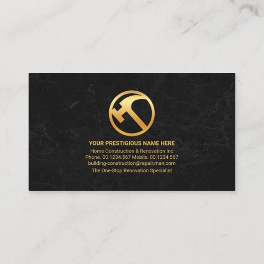 Gold Home Handyman Tools op Granite Visitekaartje (Achterkant)